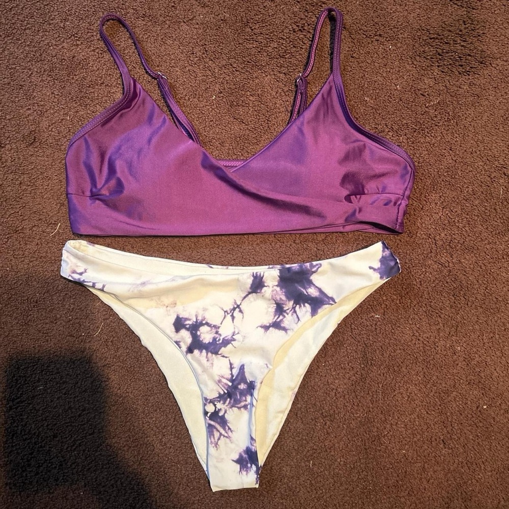 SHEIN Purple and White Bikini Set